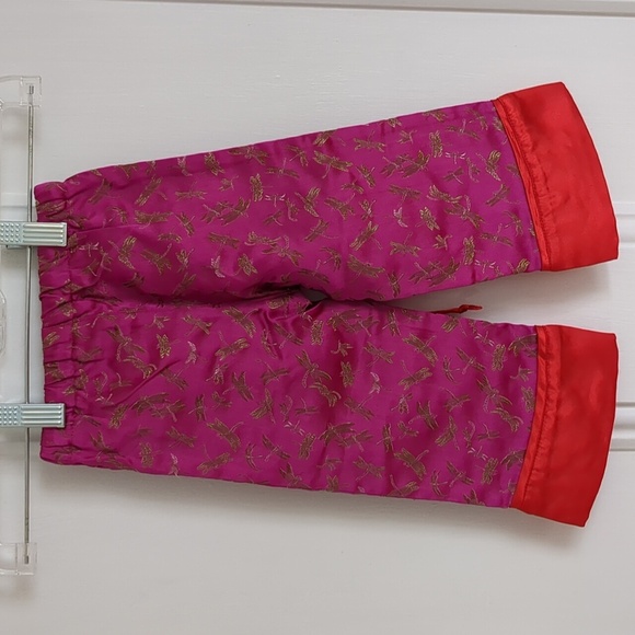 18M Mimi & Maggie Pink Red Gold Pants Shiny Dragonfly Drawstring Bottoms - Picture 8 of 12